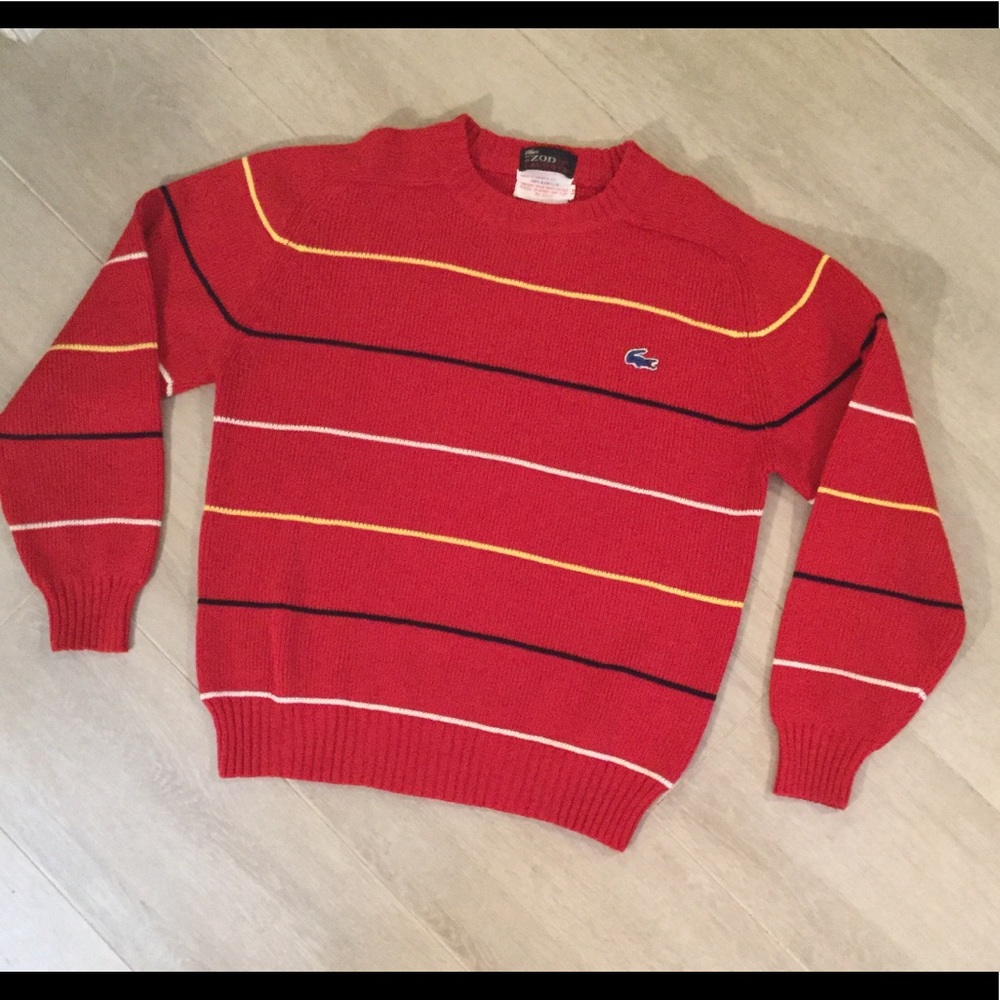 🆕 Lacoste Vintage Red striped sweater